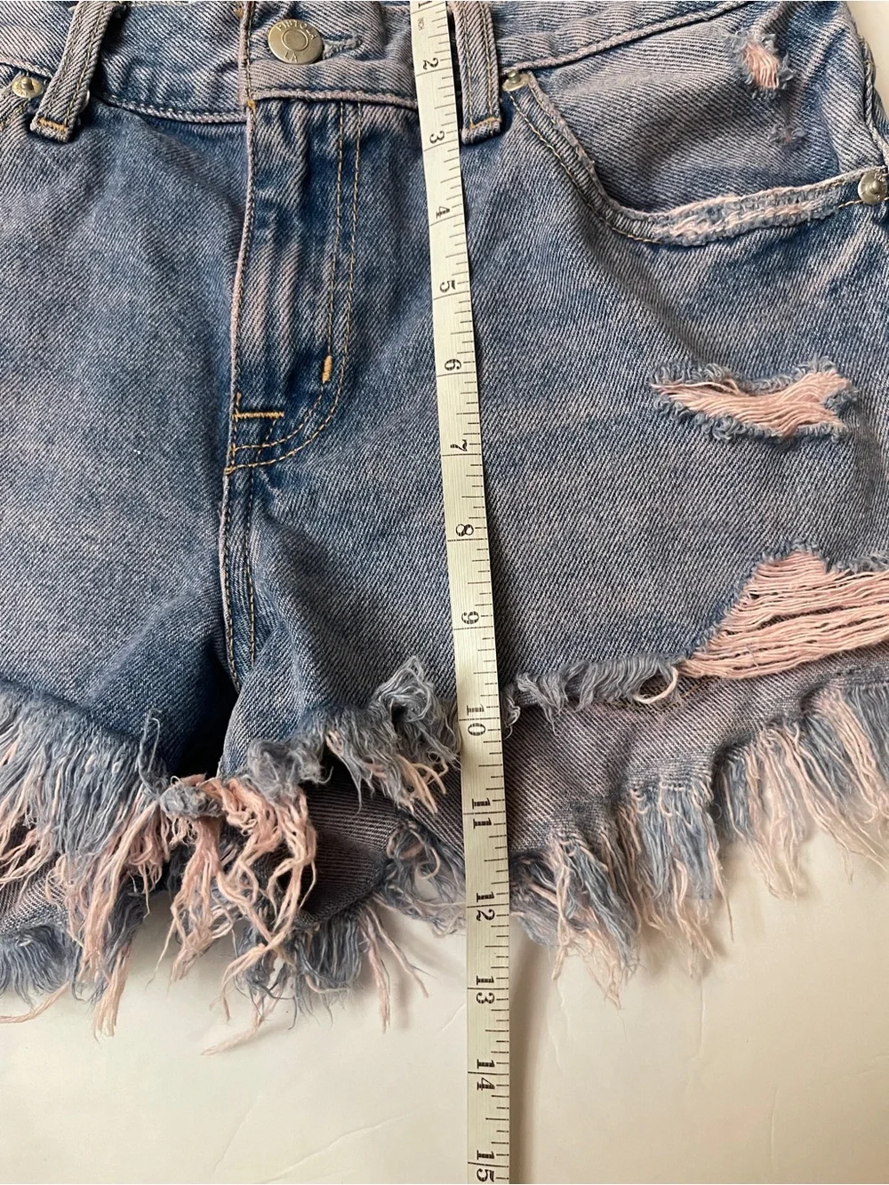 pistola Distressed Blue‎ Denim Jean Shorts